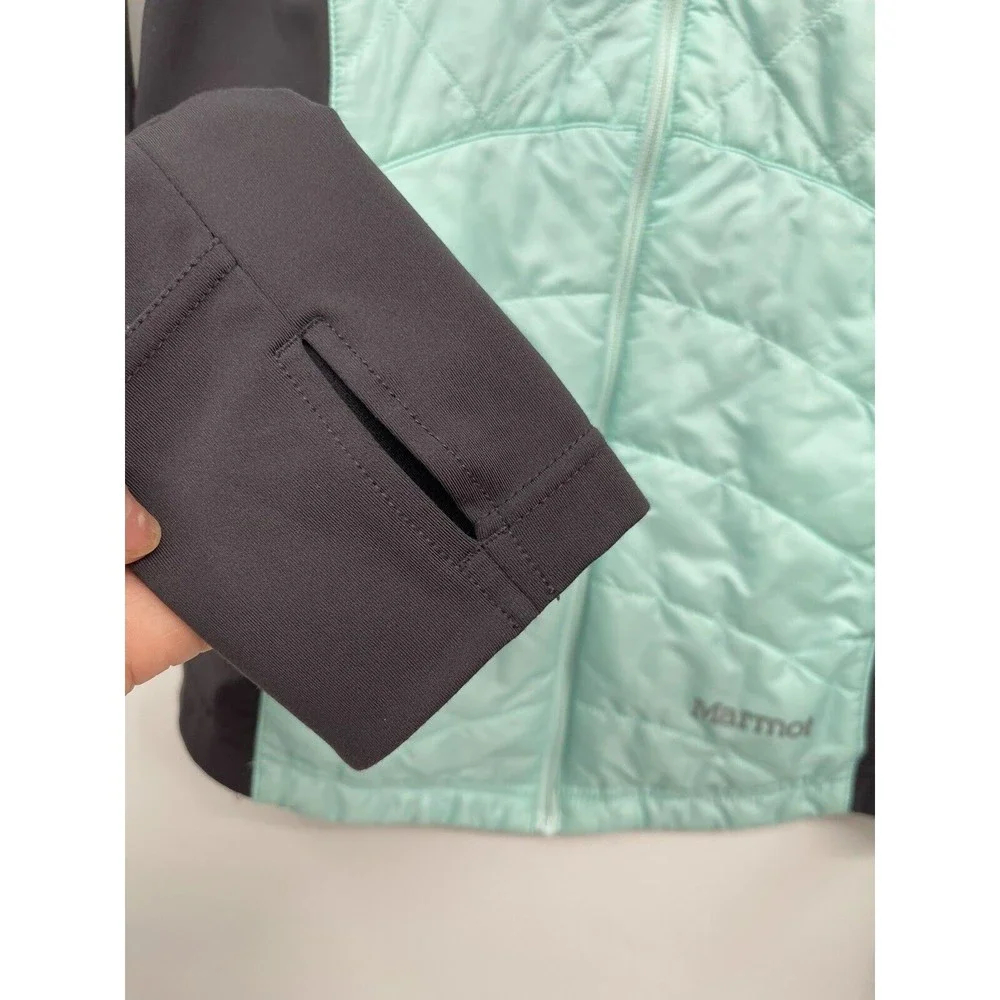 Marmot Women's Quilted Lightweight Full Zip Jacket Mint Green‎ Charcoal XS